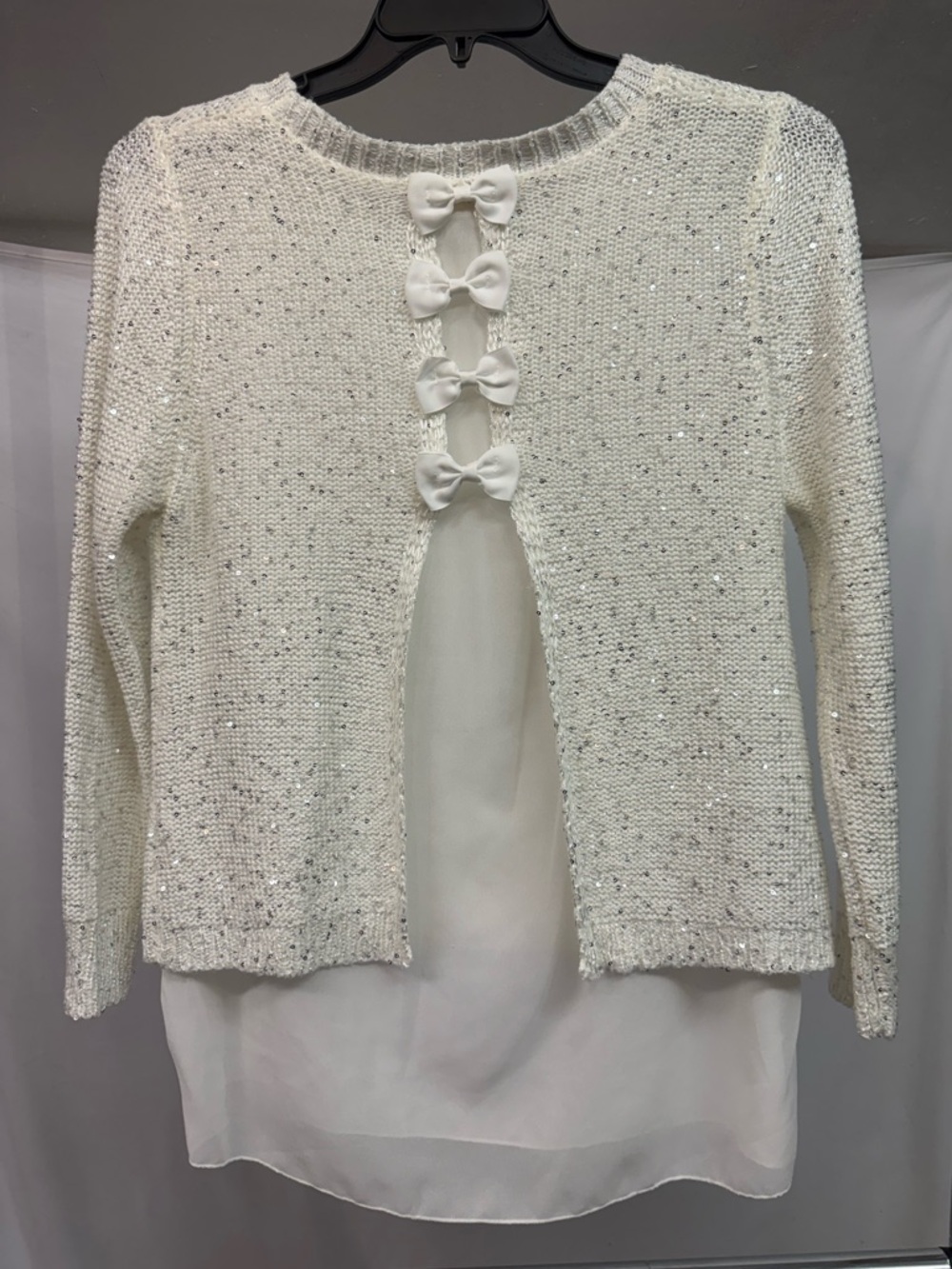 Simply Couture Sequin Layered Sweater Top - Women Sz M - Picture 2 of 4